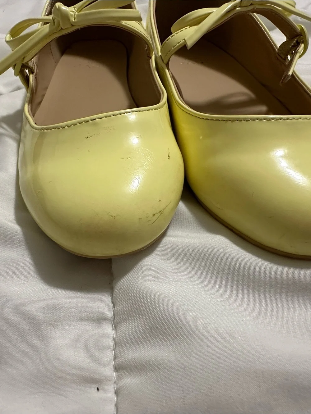 Janie and Jack Pale Yellow Bow Mary Jane Flats for Kids